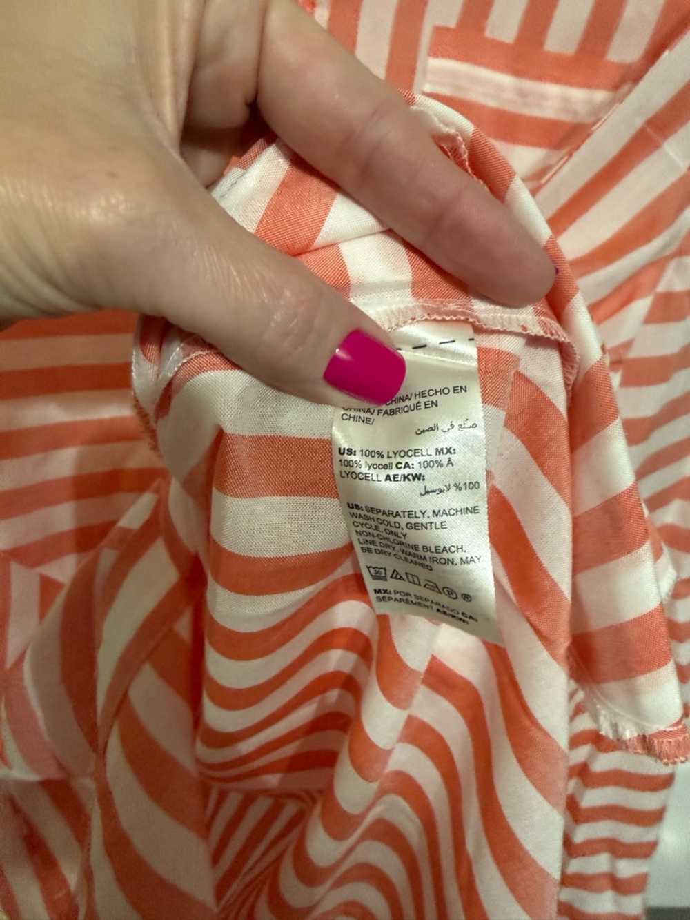 Chico's Coral and White Striped Button-Down Top - Picture 4 of 6